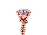 Rose gold Fancy Pink Round  Solitaire Twisted Band with Bead Prong Setting_56
