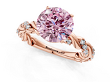 Rose gold Fancy Pink Round  Solitaire Twisted Band with Pavé Accents and Four-Prong Setting_1