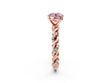 Rose gold Fancy Pink Round  Solitaire Twisted Band with Pavé Accents and Four-Prong Setting_2