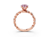 Rose gold Fancy Pink Round  Solitaire Twisted Band with Pavé Accents and Four-Prong Setting_3