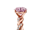 Rose gold Fancy Pink Round  Solitaire Twisted Band with Pavé Accents and Four-Prong Setting_5