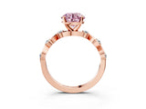 Rose gold Fancy Pink Round  Solitaire Twisted Band with Prong Setting 4