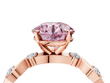 Rose gold Fancy Pink Round  Solitaire Twisted Band with Prong Setting 5