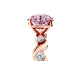 Rose gold Fancy Pink Round  Solitaire Twisted Band with Prong Setting