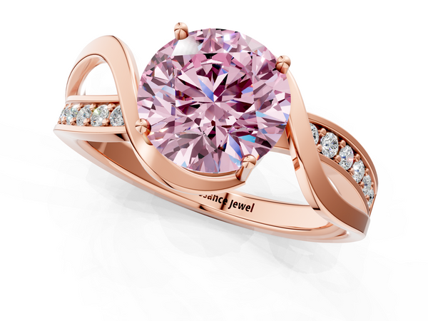 Rose gold Fancy Pink Round  Solitaire Twisted Band with Prong Setting