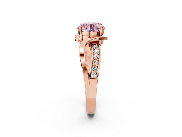 Rose gold Fancy Pink Round  Solitaire Twisted Band with Prong Setting
