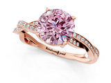 Rose gold Fancy Pink Round  Solitaire Twisted Pave Diamond Ring with Four-Prong Setting_102