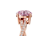Rose gold Fancy Pink Round  Solitaire Twisted Pave Diamond Ring with Four-Prong Setting_106