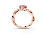 Rose gold Fancy Pink Round  Solitaire Twisted Pave Diamond Ring with Four-Prong Setting_15