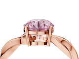 Rose gold Fancy Pink Round  Solitaire Twisted Pave Diamond Ring with Four-Prong Setting_16