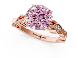 Rose gold Fancy Pink Round  Solitaire Vine Band with Milgrain Prong Setting_4