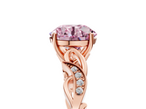 Rose gold Fancy Pink Round  Solitaire Vine Band with Milgrain Prong Setting_8