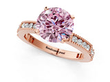 Rose gold Fancy Pink Round  Solitaire with Pavé Band and Four-Prong Setting_30