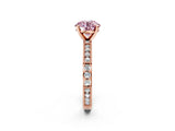 Rose gold Fancy Pink Round  Solitaire with Pavé Band and Four-Prong Setting_31