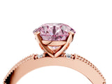 Rose gold Fancy Pink Round  Solitaire with Pavé Band and Four-Prong Setting_33