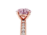 Rose gold Fancy Pink Round  Solitaire with Pavé Band and Four-Prong Setting_34