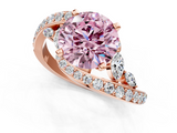 Rose gold Fancy Pink Round  Solitaire with Pavé Twist Band and Four-Prong Setting_1