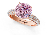 Rose gold Fancy Pink Round  Solitaire with Pave Band and Four-Prong Setting_4