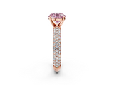 Rose gold Fancy Pink Round  Solitaire with Pave Band and Four-Prong Setting_5