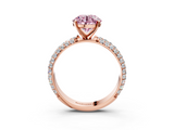 Rose gold Fancy Pink Round  Solitaire with Pave Band and Four-Prong Setting_6