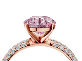 Rose gold Fancy Pink Round  Solitaire with Pave Band and Four-Prong Setting_7