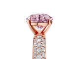 Rose gold Fancy Pink Round  Solitaire with Pave Band and Four-Prong Setting_8