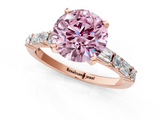 Rose gold Fancy Pink Round  Solitaire with Side Baguettes and Channel Set Band_1
