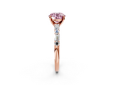 Rose gold Fancy Pink Round  Solitaire with Side Baguettes and Channel Set Band_2