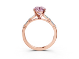 Rose gold Fancy Pink Round  Solitaire with Side Baguettes and Channel Set Band_3