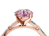 Rose gold Fancy Pink Round  Solitaire with Side Baguettes and Channel Set Band_4