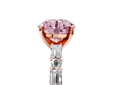 Rose gold Fancy Pink Round  Solitaire with Side Baguettes and Channel Set Band_5