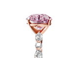 Rose gold Fancy Pink Round  Solitaire with Side Stones on a Pavé Band and Four-Prong Setting_5
