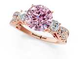 Rose gold Fancy Pink Round  Three-Stone Diamond Ring with Pavé Split Shank and Four-Prong Setting_18
