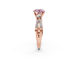 Rose gold Fancy Pink Round  Three-Stone Diamond Ring with Pavé Split Shank and Four-Prong Setting_19