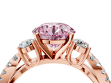 Rose gold Fancy Pink Round  Three-Stone Diamond Ring with Pavé Split Shank and Four-Prong Setting_21
