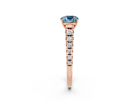 Rose gold Fancy White Cushion Cut Aquamarine Solitaire Ring with Cathedral Setting and Pavé Band_2
