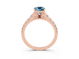 Rose gold Fancy White Cushion Cut Aquamarine Solitaire Ring with Cathedral Setting and Pavé Band_3