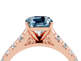 Rose gold Fancy White Cushion Cut Aquamarine Solitaire Ring with Cathedral Setting and Pavé Band_4