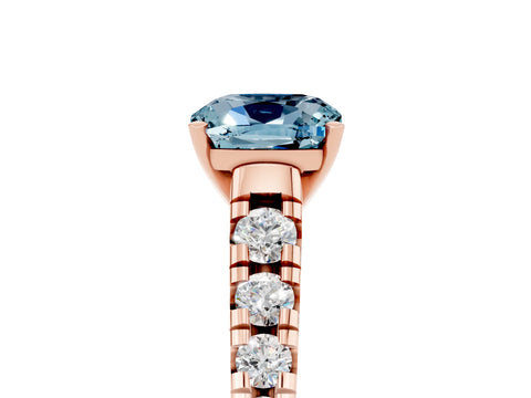 Rose gold Fancy White Cushion Cut Aquamarine Solitaire Ring with Cathedral Setting and Pavé Band_5