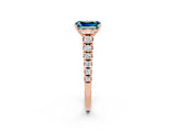 Rose gold Fancy White Emerald Cut Blue Topaz Solitaire Ring with Cathedral Setting and Pavé Band_2