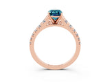 Rose gold Fancy White Emerald Cut Blue Topaz Solitaire Ring with Cathedral Setting and Pavé Band_3