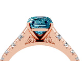 Rose gold Fancy White Emerald Cut Blue Topaz Solitaire Ring with Cathedral Setting and Pavé Band_4