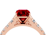 Rose gold Fancy White Emerald Cut Ruby Solitaire Ring with Cathedral Setting and Pavé Band_4