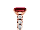 Rose gold Fancy White Emerald Cut Ruby Solitaire Ring with Cathedral Setting and Pavé Band_5