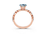 Rose gold Fancy White Heart Cut Aquamarine Solitaire with Side Stones on a Pavé Band and Four-Prong Setting_3