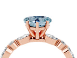 Rose gold Fancy White Heart Cut Aquamarine Solitaire with Side Stones on a Pavé Band and Four-Prong Setting_4