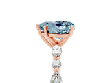 Rose gold Fancy White Heart Cut Aquamarine Solitaire with Side Stones on a Pavé Band and Four-Prong Setting_5