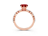 Rose gold Fancy White Heart Cut Ruby Solitaire with Side Stones on a Pavé Band and Four-Prong Setting_3