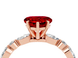Rose gold Fancy White Heart Cut Ruby Solitaire with Side Stones on a Pavé Band and Four-Prong Setting_4