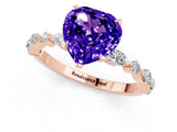 Rose gold Fancy White Heart Cut Tanzanite Solitaire with Side Stones on a Pavé Band and Four-Prong Setting_1